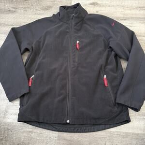 Vintage 90s Y2K NIKE Jacket Mens Large Black Hybrid Fleece Soft Shell Full-Zip
